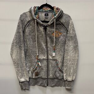 Gray ProRodeo NFR ‘21 Zip-Up Hoodie with Southwestern Patterned Accents